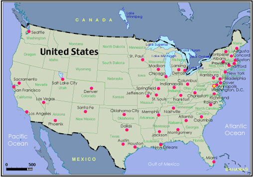 アメリカ地図2 Map of USA