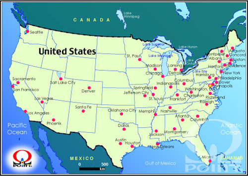 アメリカ地図 英語 Map of USA