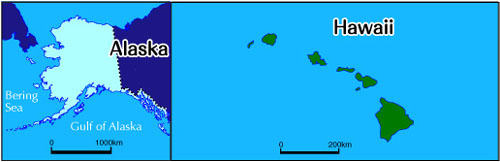 アラスカとハワイ地図
